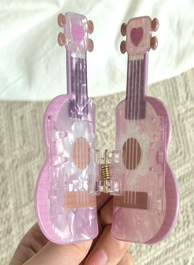 Ynxee Pink Guitar Design Hair Claws Non Slip 3" Medium Hair Clips Women Girls Hair Accessories, Small Size - Image 4